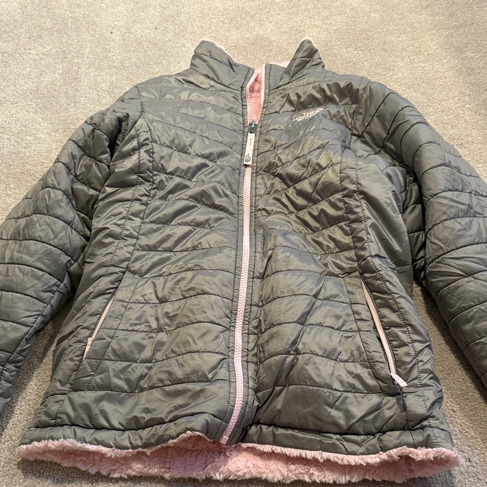 The North Face Girls' Gray Puffer Reversible Jacket